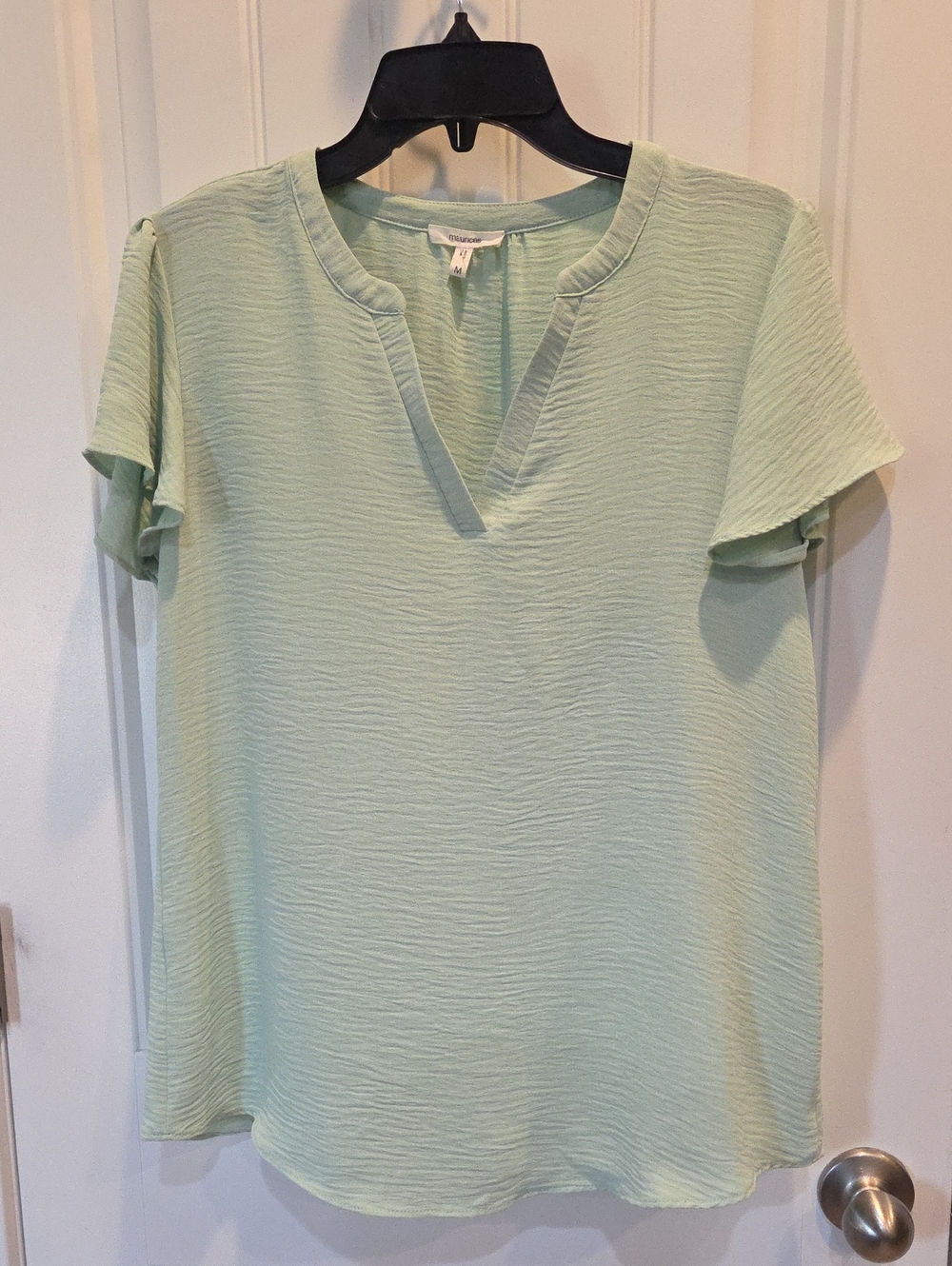Maurices Light Mint V-Neck Short Sleeve Blouse